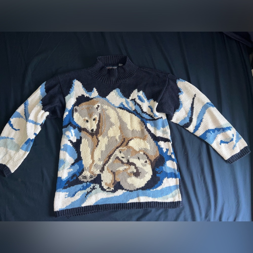 Eagles eye vintage polar bear knit sweater size L